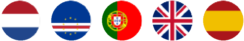 Nederlands · Kaapverdisch Creools · Portugees · Engels · Spaans